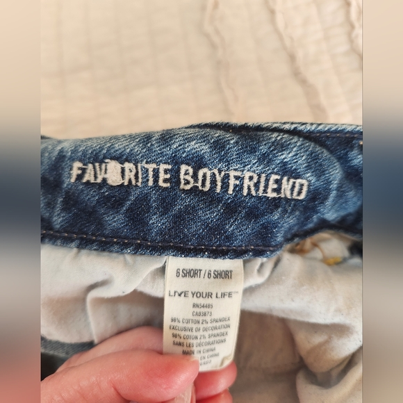 American Eagle Favorite Boyfriend Stretch Jeans, Bootcut, Distress, 6 Short - Picture 3 of 9